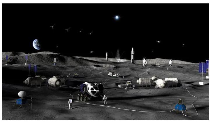 藝術家描繪的NASA月球基地第三階段概念圖。（圖／NASA）