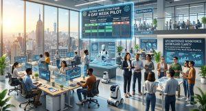 AI衝擊職場倒數？OpenAI拋震撼提案：每週四天工作制可能成新常態。（圖／AI生成）