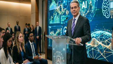 美國財政部長史考特•貝森特強調，AI能力正在迅速成為一種新的「職場門票」。（圖／AI生成）