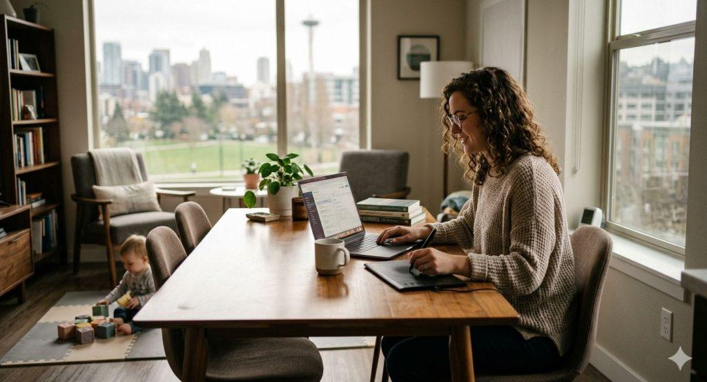 近六成受訪者認為自由工作具有吸引力，並考慮將其納入職涯規劃。（圖／AI生成）