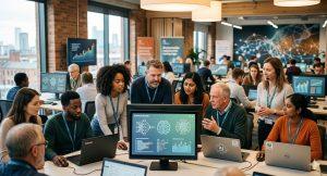 英國政府推動一項大規模人工智慧（AI）技能提升計畫。（圖／AI生成）