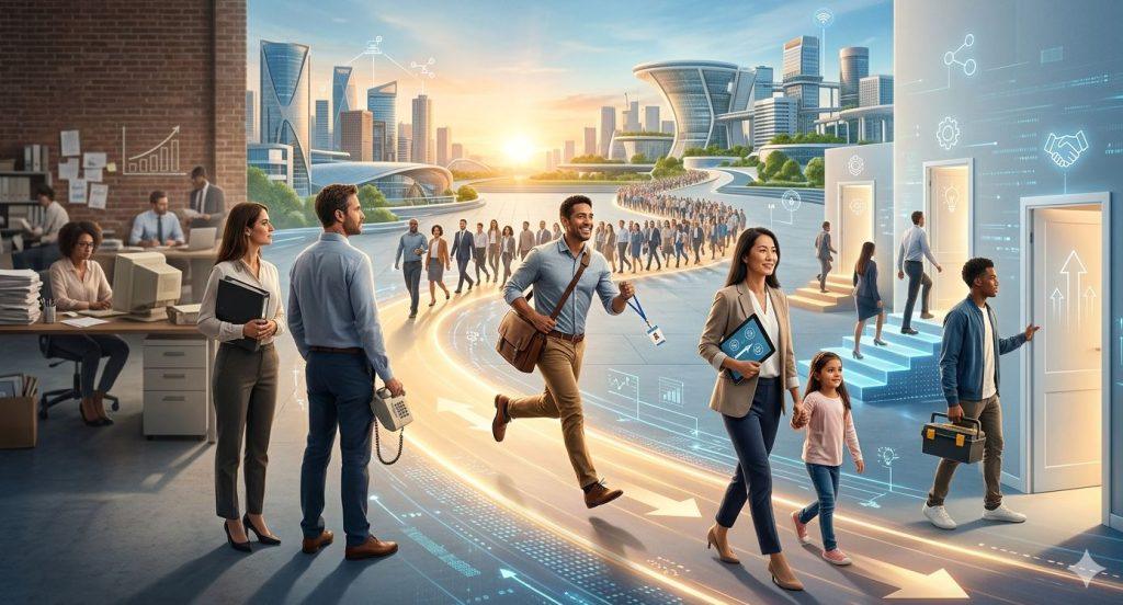 精選 5 職涯轉換正成為越來越普遍的現象。(圖/AI生成)