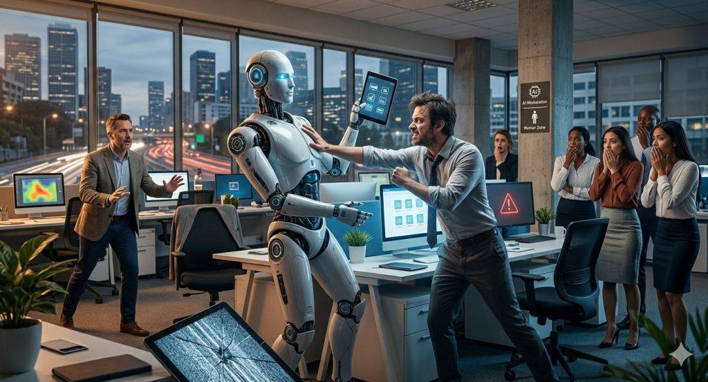 越來越多員工開始將AI代理（AI agents）視為重要的「工作隊友」，但對於讓AI擔任主管或管理人類，態度仍明顯保留。（圖／AI生成）
