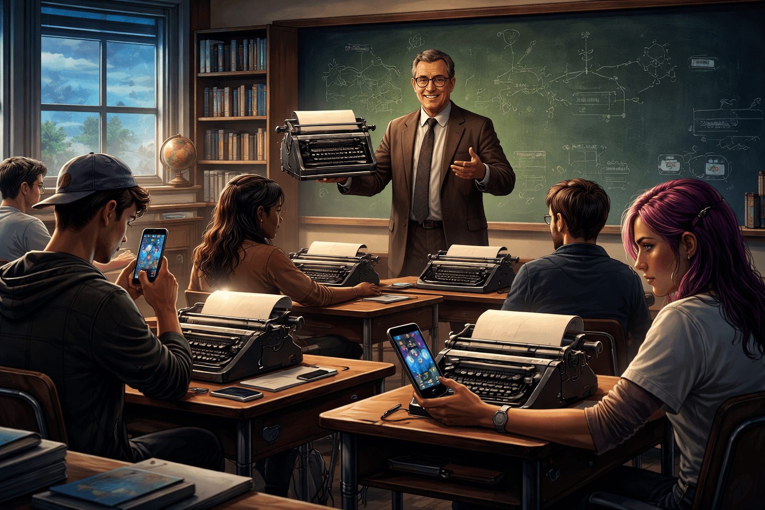 對抗AI代寫!康乃爾大學講師搬出打字機 學生重溫「類比時代」思考力 1 康乃爾大學講師為了應對AI與線上翻譯軟體氾濫,要學生放下筆電,改用打字機撰寫作業。(圖/AI生成)