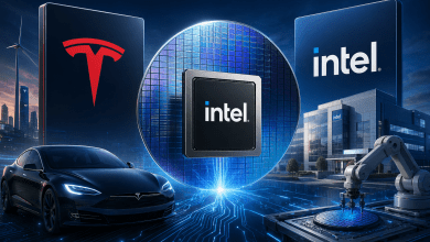 特斯拉宣布採用英特爾14A製程技術，為先進AI晶片綜合設施Terafab生產晶片。（圖／AI生成）