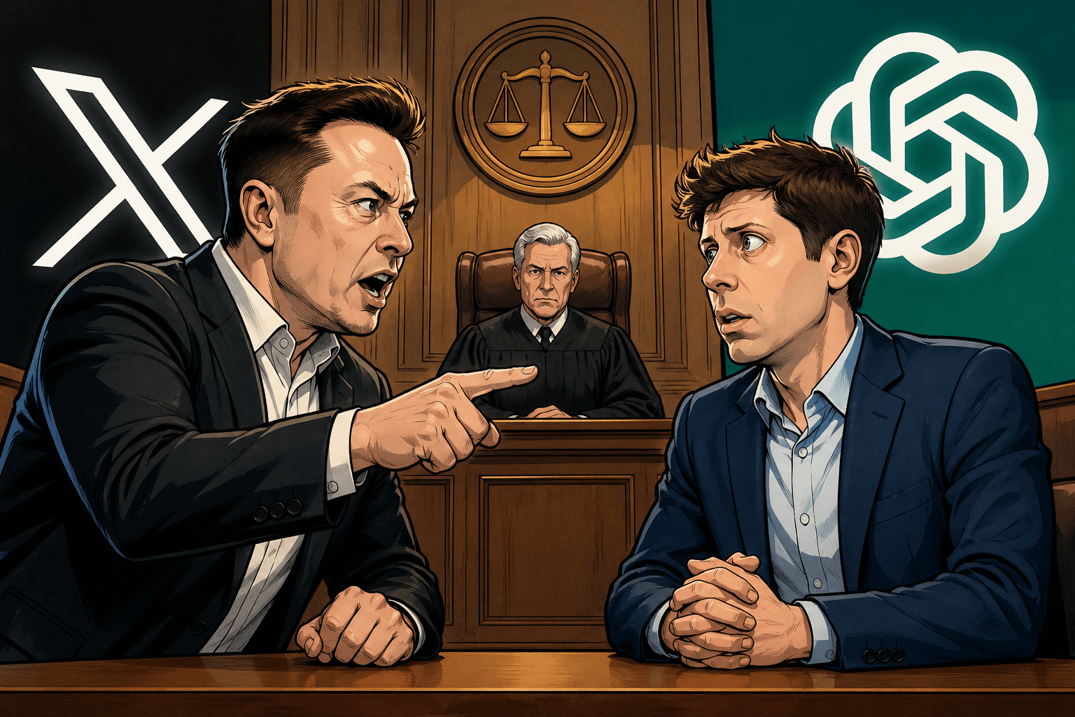 馬斯克表示，OpenAI是他一手孕育的結晶，控訴執行長阿特曼背叛初衷。（圖／AI生成）