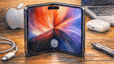 iPhone Fold據傳有些設計是在蘋果產品中首次出現，包含實現打孔螢幕設計、螢幕尺寸和方向及左側無按鈕。（圖／AI生成）