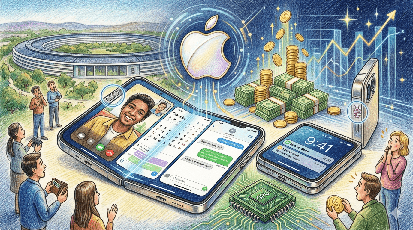 據外媒報導指出，蘋果計劃在 9 月發布其期待已久的折疊式 iPhone，如果可折疊 iPhone 的起售價為 1,999 美元，那麼根據 iPhone 17 Pro Max 的價格檔次來看，配備 2TB 儲存空間的版本售價可能高達 2,799 美元。（圖／AI生成）