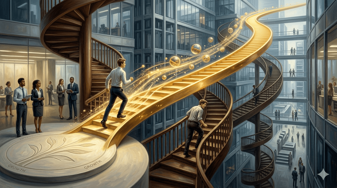 第一份工作、第一段失敗、第一次轉職，這些看似短暫的經歷，最終會累積成長期差距。（圖／AI生成）