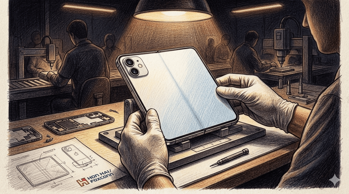 根據知名爆料者指出，蘋果已經克服 iPhone Fold 上實現了無摺痕、無瑕疵的體驗，原計劃於7月投產。（圖／AI生成）