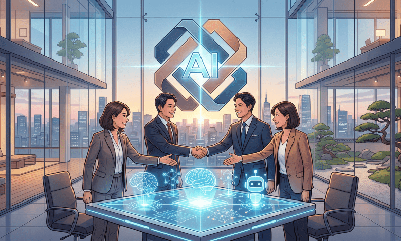 日本軟銀（SoftBank）、NEC、本田（Honda）及索尼（Sony）宣布合資成立國產AI新公司。（圖／AI生成）