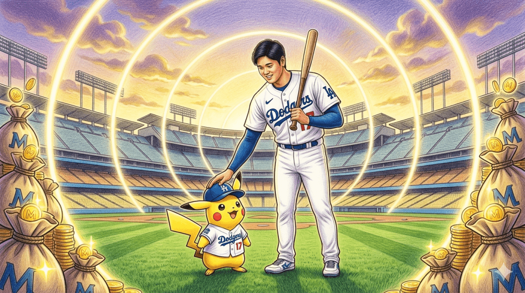 MLB裡全是寶可夢大師！而包括大谷翔平在內的十五位玩家都選擇了皮卡丘。（圖／AI生成）