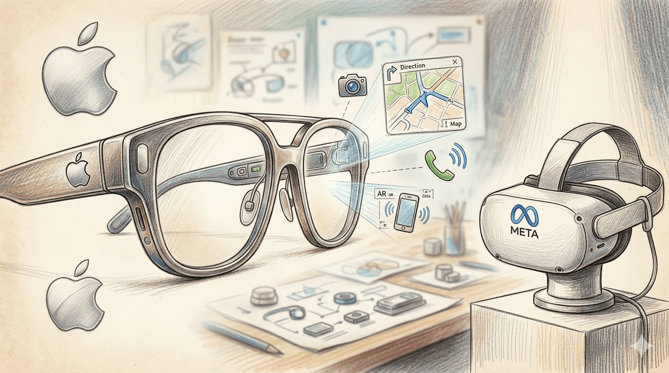 蘋果長期以來一直在研發其智慧眼鏡，名為Apple Glass，據傳用戶還可以透過免持方式喚醒蘋果的數位助理Siri 。不過，這項功能只有在iOS 27中升級 Siri 後才能真正發揮作用。（圖／AI生成）