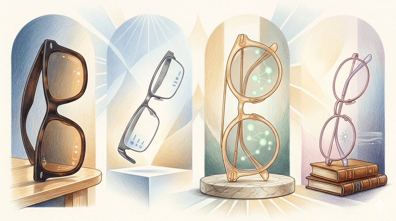 《彭博社》馬克古爾曼：「蘋果設計團隊至少開發了四種不同的款式，併計劃發布其中部分或全部款式，以及多種顏色選擇。最新款眼鏡採用一種名為醋酸纖維的高級材料製成，這種材料比許多品牌使用的標準塑料更耐用、更顯檔次。」（圖／AI生成）