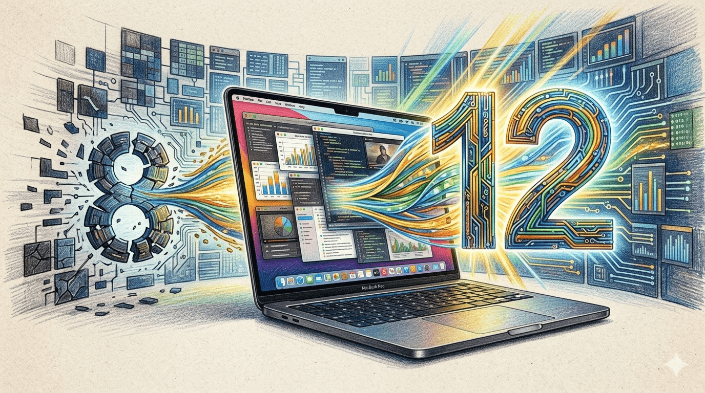 在今天發布的最新一期Culpium新聞簡報中顯示，新款 MacBook Neo 將搭載與 iPhone 17 Pro 機型相同的 A19 Pro 晶片。這意味著下一代筆記型電腦的記憶體容量將提升至 12GB。（圖／AI生成）