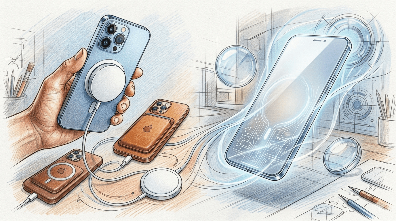 知名爆料帳號「剎那數碼」指出，「最近，蘋果內部就是否將 MagSafe 作為 iPhone 的標準功能展開了許多討論。MagSafe剛推出時，公司內部的態度非常強硬。甚至一度計劃將其作為iPad的標配功能，我之前也提到過，但最終未能實現。現在他們開始動搖了。」（圖／AI生成）