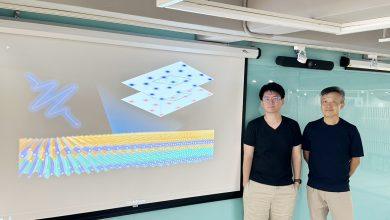 S 物理系薛宏中教授（右）與校友、博士後研究員許誌恩的研究