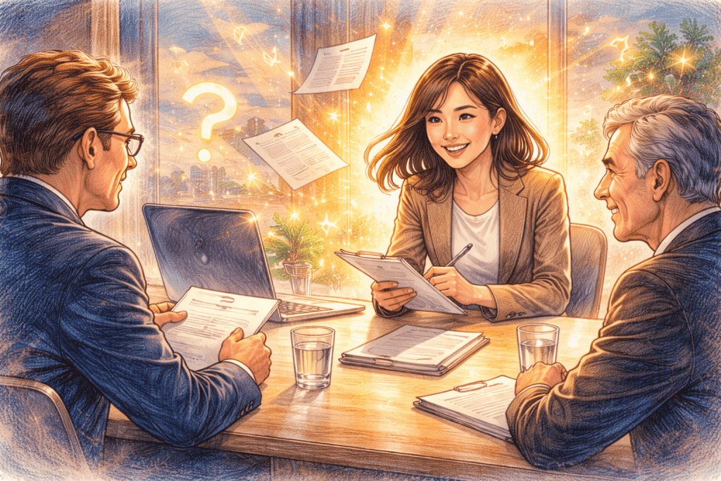 精選 7 面試的最後一關往往是詢問應徵者是否有問題,其中隱含的,不只是收尾,更是了解你是否有長期投入的潛力。(圖/AI生成)