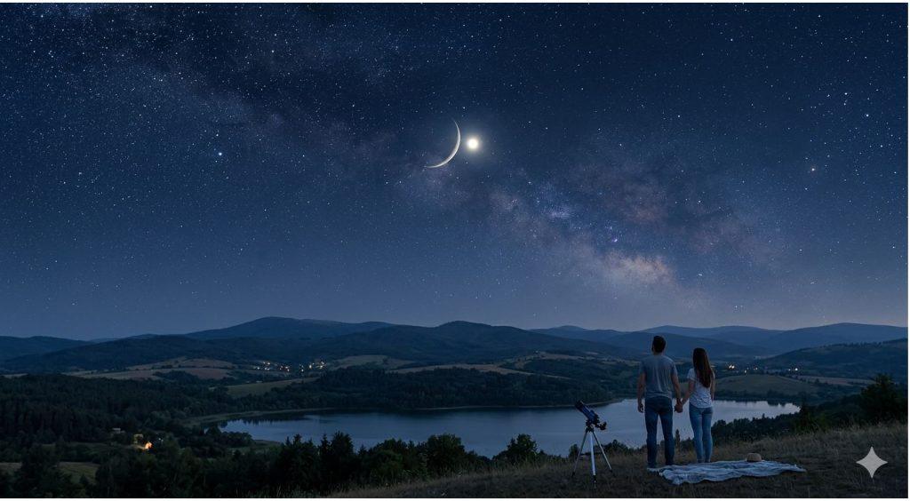 精選 4 18日傍晚,天空將出現一場肉眼就能欣賞的夢幻天文秀——有「夜空最亮行星」之稱的金星。(圖/AI生成)