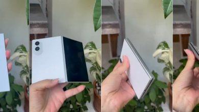 根據爆料人@SonnyDickson曝光三星 Fold 8 Wide 模型機，指出折起來跟 S25 Edge 差不多薄。（圖／取自@SonnyDickson X）