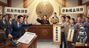近期一則來自中國的法院相關判決報導，再度將「AI與裁員」的法律界線推上檯面。（圖／AI生成）