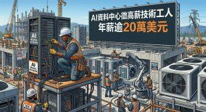 全球科技巨頭為了撐住人工智慧運算需求，正瘋狂擴建資料中心，結果意外引爆一場史無前例的人才搶奪戰。（圖／AI生成）