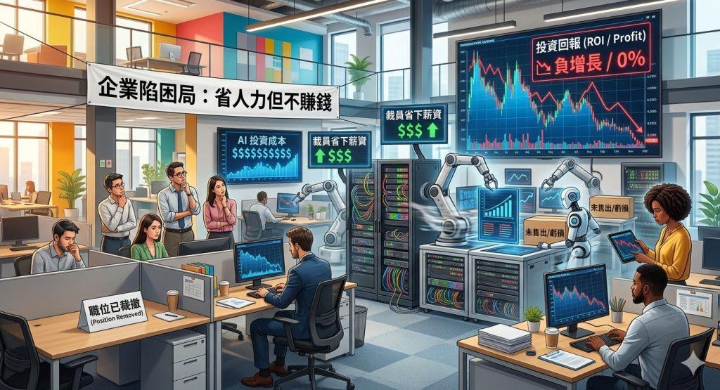 靠裁員來「配合AI轉型」並不能真正改善投資回報。（圖／AI生成）