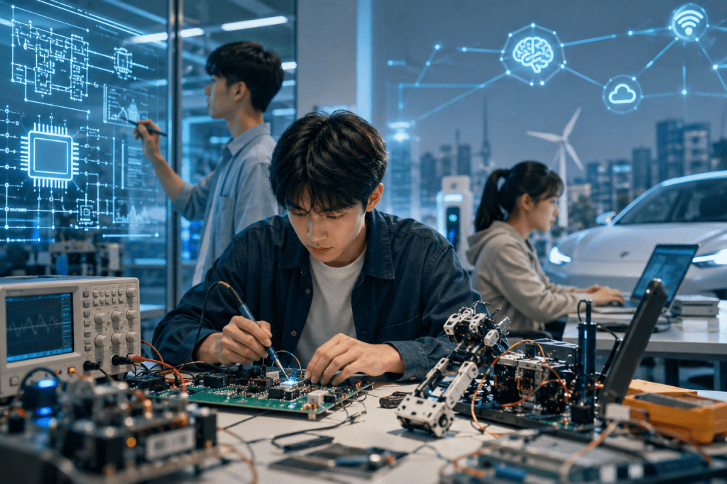 現代電機系學生技能已發生根本性的轉變，科技業更愛具備軟硬體協同設計思維的人才。（圖／AI生成）