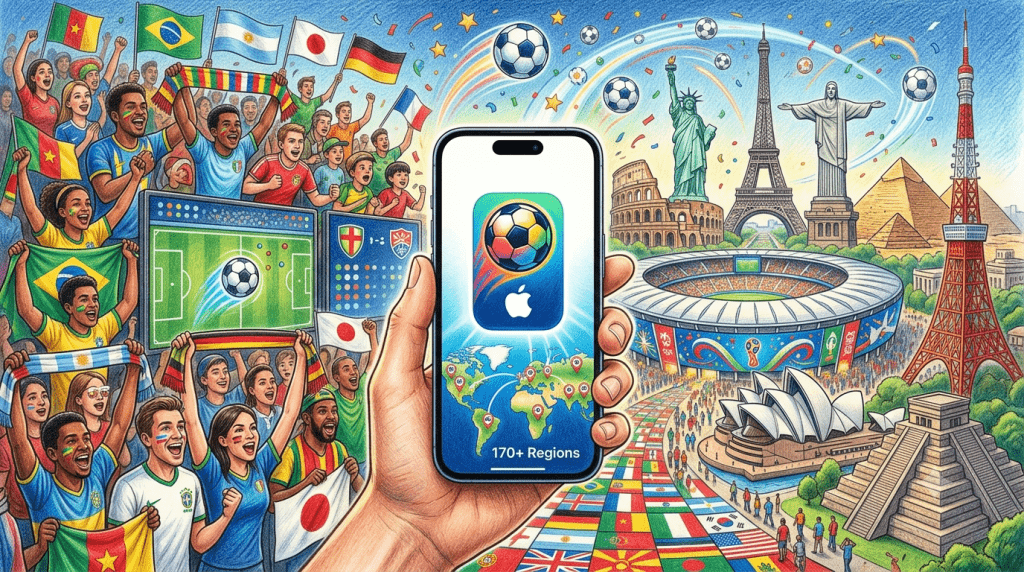 精選 9 更新後啟動 Apple Sports,會看到一個橫幅,鼓勵使用者選擇關注特定球隊,以便隨時了解世界盃賽事動態。也可以選擇關注「2026 年 FIFA 世界盃」來獲取所有更新。(圖/AI生成)