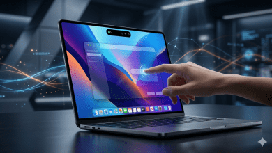 觸控MacBook將登場?告別瀏海搭載動態島 效能再突破 1 MacBook Ultra可能會在今年稍後或 2027 年初上市。就目前情況來看,由於全球記憶體晶片短缺,後一種情況的可能性更大。(圖/AI生成)