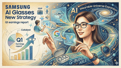 三星多次暗示計劃在不久的將來推出智慧眼鏡。在2026年第一季財報電話會議上，這家韓國公司重申了其人工智慧眼鏡計劃，並透露有意擴展Galaxy Buds產品線。（圖／AI生成）
