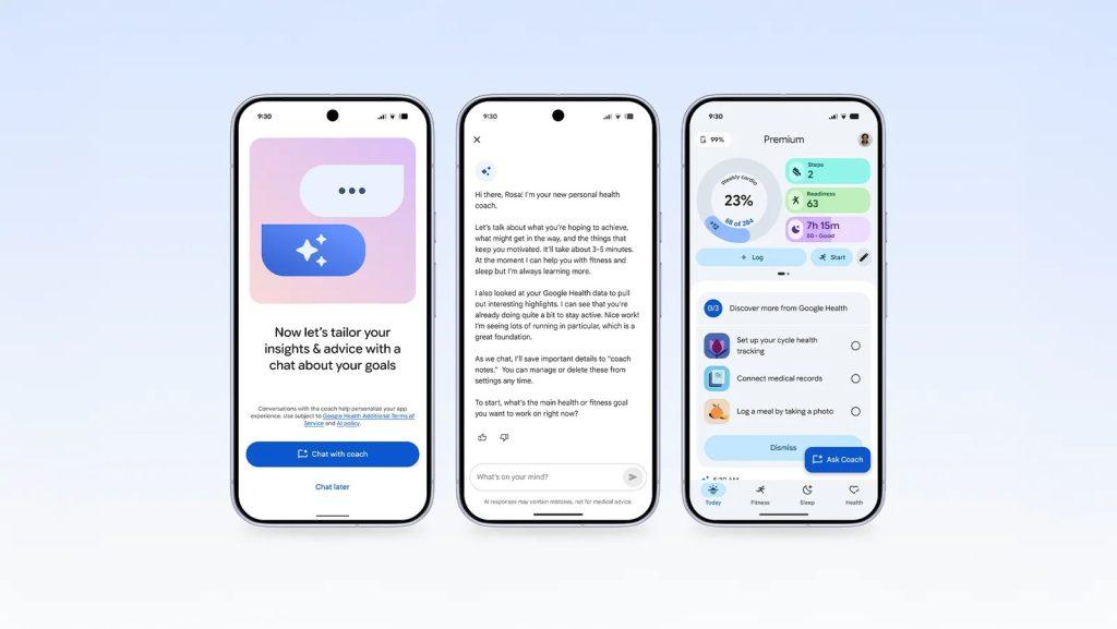 Google宣布，自5月19日起，將陸續推送更新版的「Google Health Coach」，每月訂閱費用為新台幣150元，或每年新台幣 1490元。（圖／Google）