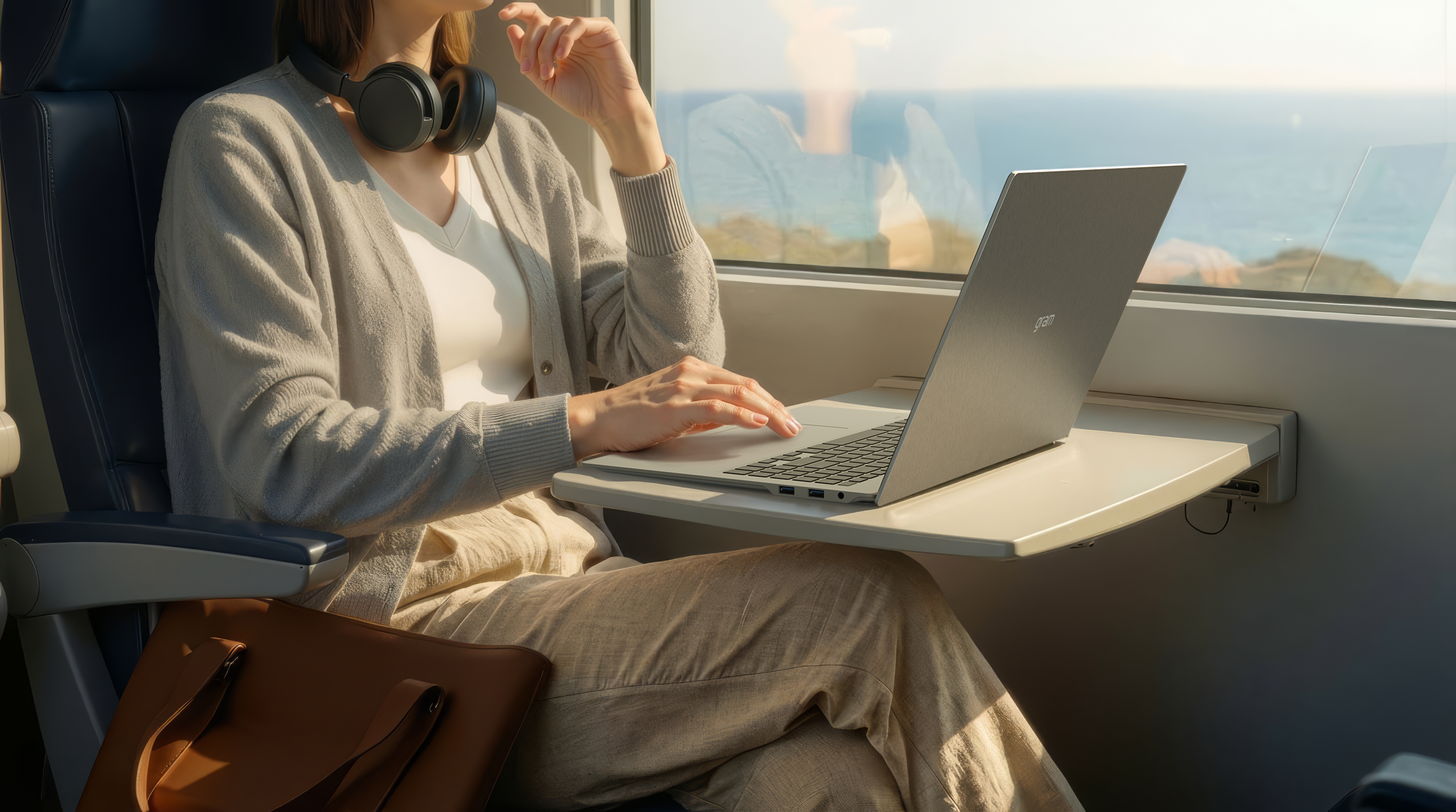 LG gram Pro 2026採用全新鋁鎂合金材質 Aerominum維持輕量機身的同時強化結構與耐用性，即使於多場域移動仍輕便好攜帶。（圖／LG電子提供）