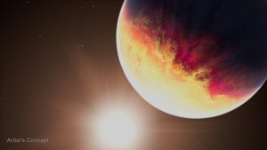 韋伯望遠鏡直擊「超熱木星」被恆星炙烤 日夜兩重天、大氣劇烈翻攪 1 這張藝術示意圖呈現系外行星 HD 80606 b 在接近近星點時,被母恆星強烈加熱「炙烤」的情景。(圖/NASA/ESA/ CSA/ Joseph Olmsted (STScI))