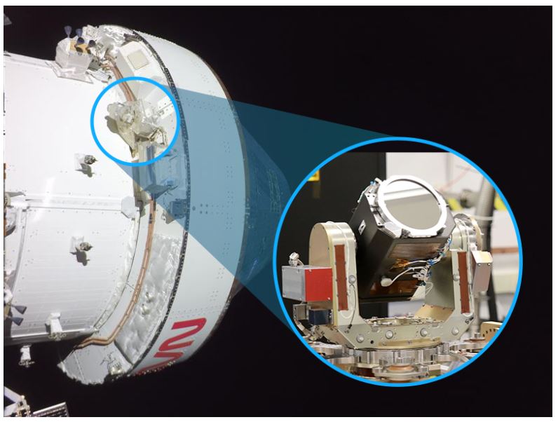 精選 2 獵戶座(Orion)太空艙內展示 Orion Artemis II Optical Communications System(O2O)。O2O 由位於美國麻薩諸塞州列星頓的麻省理工學院林肯實驗室(MIT Lincoln Laboratory)研發。(圖/取自於NASA)