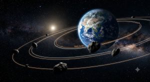 6月多顆近地小行星安全飛掠地球 NASA持續監測軌道變化 1 6月期間將有多顆近地小行星(Near-Earth Objects, NEOs)接近地球軌道並進行安全飛掠。(圖/AI生成)