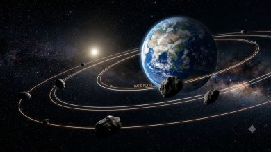 6月期間將有多顆近地小行星（Near-Earth Objects, NEOs）接近地球軌道並進行安全飛掠。（圖／AI生成）