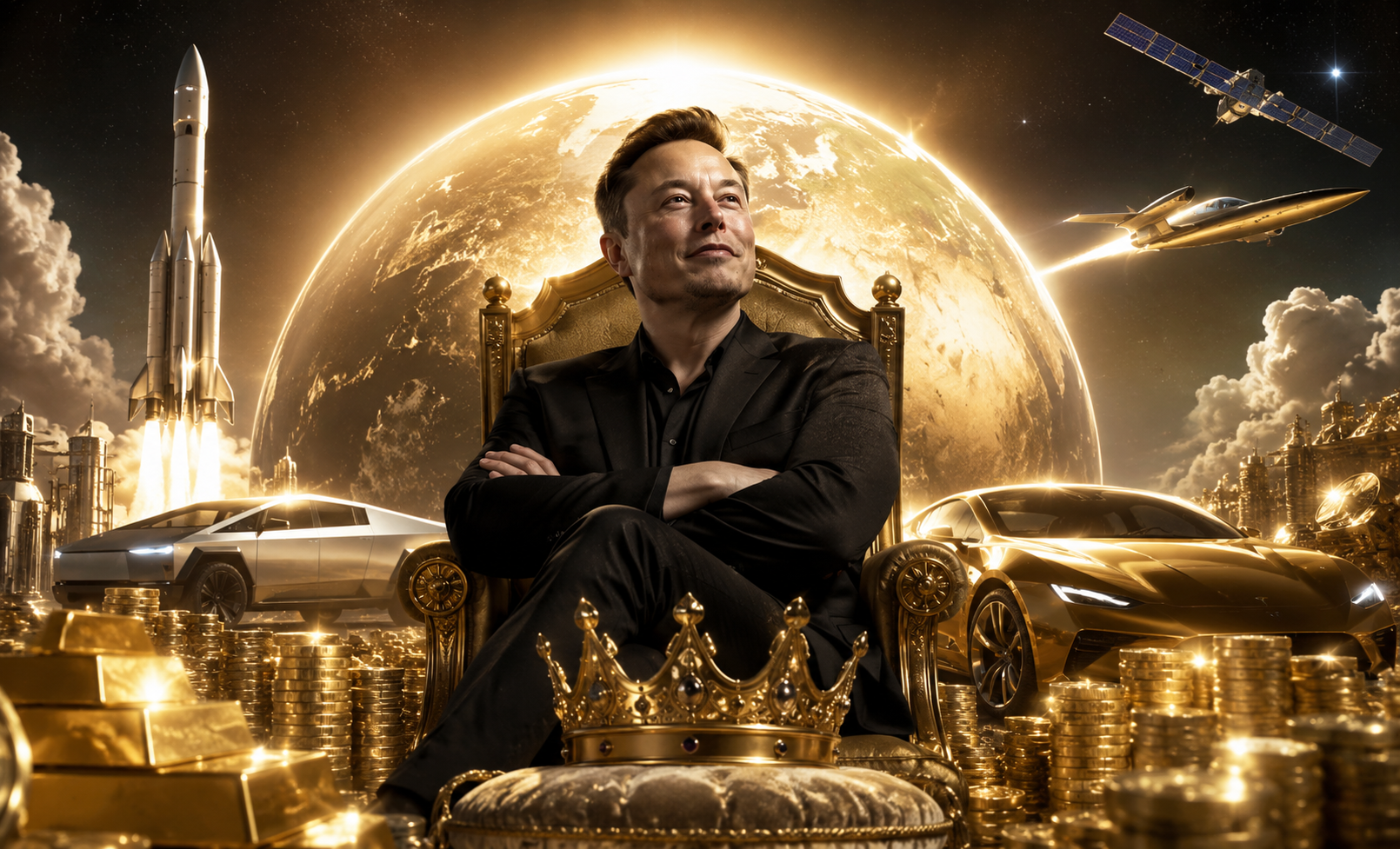 馬斯克(Elon Musk)總身價飆升至難以想像的1.26兆美元。(圖/AI生成)