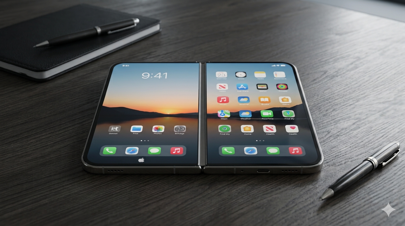 根據微博「數位閒聊站」分享的最新消息，iPhone Fold 2 將採用更大的折疊屏，進一步擴大其護照式折疊尺寸，從而帶來更大的螢幕。（圖／AI生成）