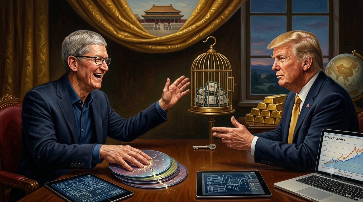 外媒指出，蘋果公司並未被禁止從長江儲存（CXMT）或另一家中國記憶體晶片製造商長江儲存（YMTC）購買晶片。但五角大廈已將這兩家公司列入其「中國軍工企業黑名單」。這份名為「1260H」的名單列出了數十家據稱與解放軍有關、危害美國國家安全的中國企業。（圖／AI生成）