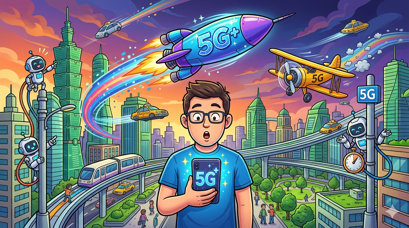 手機訊號驚現「5G+」別慌!專家解析獨立組網優勢:網速飆升達三倍 1 這個 5G+ 圖示表示你已連接到速度更快的 5G 網絡,該網絡基於獨立的 5G 架構運行。(圖/AI生成)