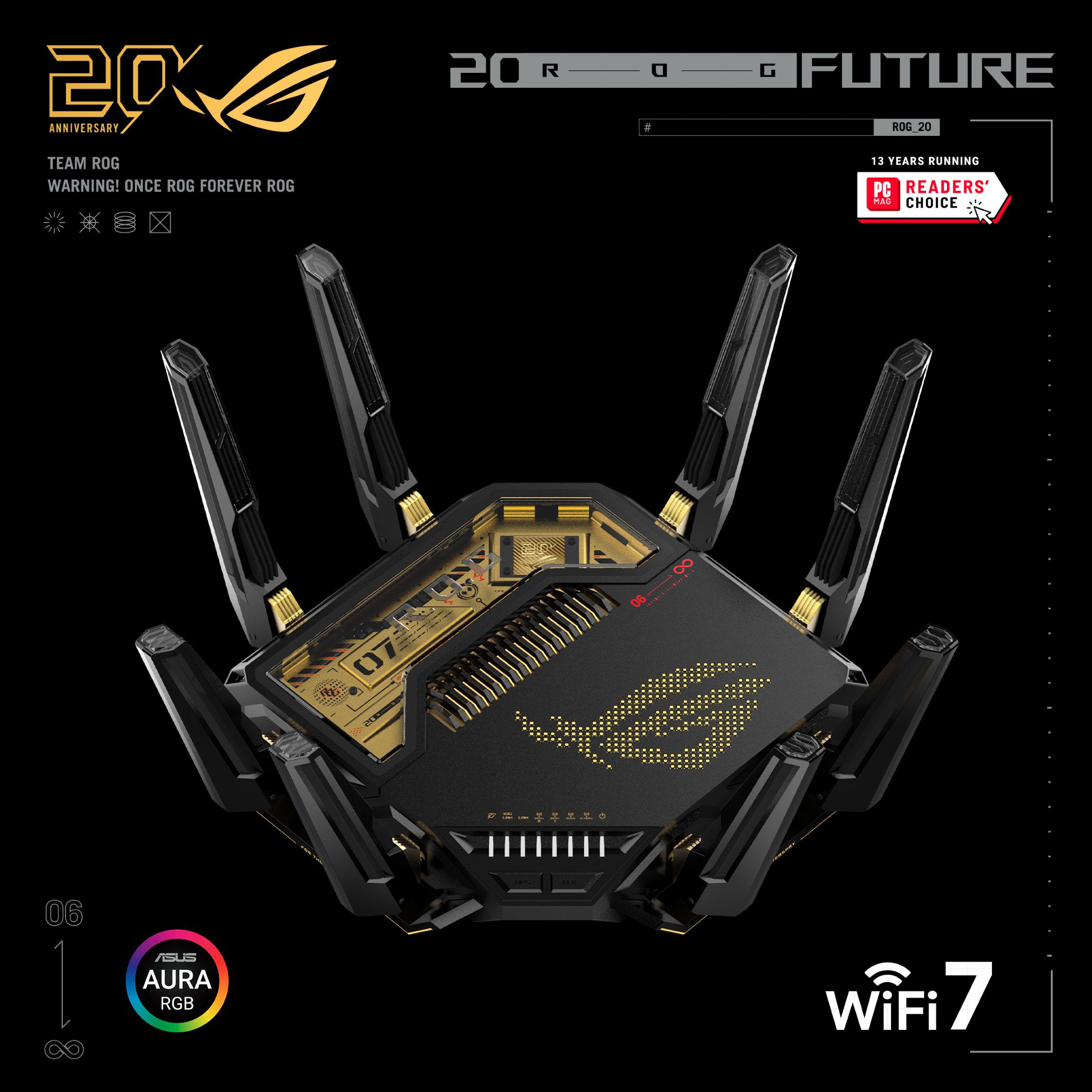 ROG Rapture GT-BE98 Pro Edition 20 電競路由器。（圖／ROG提供）