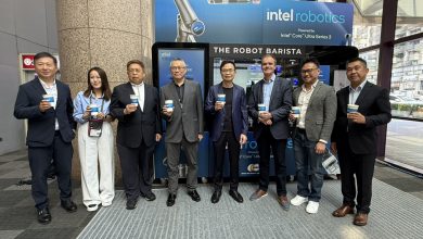 Newegg攜手Carota科絡達、Sensory AI展示Sensory AI ROBOT Cafe，從點單、製作到交付，都可以自動完成。 （圖／記者彭夢竺攝影）