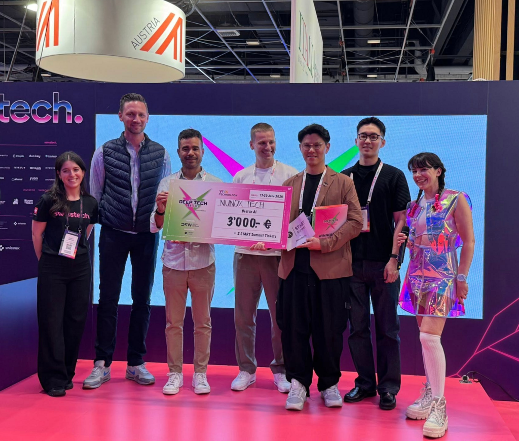 台灣新創企業前進VivaTech 2026 聯覺科技勇奪AI創新首獎 1 聯覺科技獲瑞士國家館競賽AI領域第1名。(圖/經濟部提供)