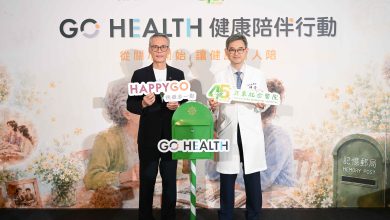 HAPPY GO 攜手亞東醫院推出「GO HEALTH」健康陪伴品牌(左一為HAPPY GO鼎鼎聯合行銷總經理李明城、右一為亞東醫院張至宏副院長)。（圖／遠東集團提供）