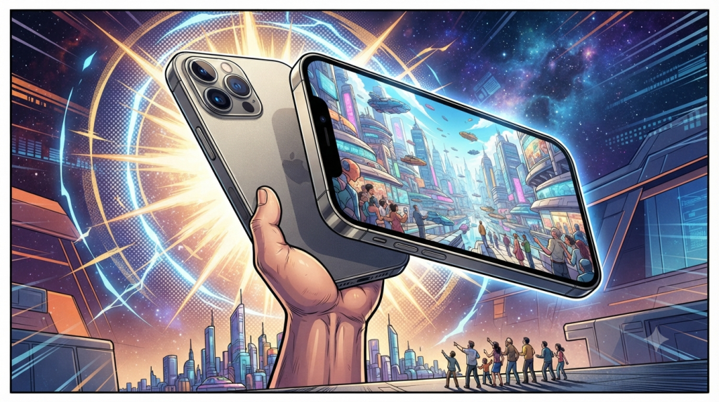 精選 7 最新傳聞稱,蘋果正在考慮在其 20 週年紀念版iPhone中使用所謂的 7 吋螢幕,儘管這聽起來像是很大的提升,不過,官方說法是實際螢幕尺寸為 6.96 吋,考慮到目前的iPhone 17 Pro Max螢幕尺寸為 6.86 英寸,這個差異似乎意義不大。(圖/AI生成)