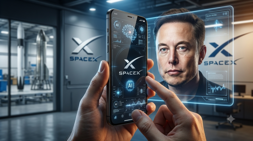 精選 6 《華爾街日報》指稱,剛上市的SpaceX正在開發人工智慧硬體,並且已經擁有一個外觀時尚的原型機,「該設備運行“專有作業系統”,並使用高通驍龍晶片」。(圖/AI生成)