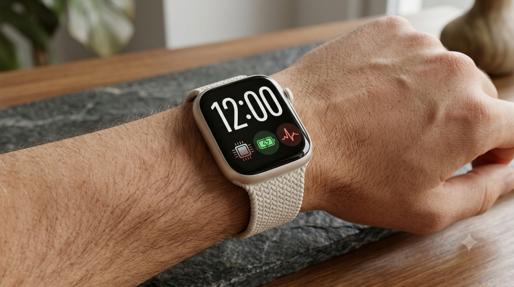 精選 8 傳聞中今年Apple Watch將提升電池續航力、加入了高血壓通知功能,及新的錶盤。(圖/AI生成)