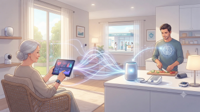 從數據到照護:Physical AI如何提早看見健康風險? 3 Physical AI時代透過智慧手錶、血壓計、居家環境監測等設備,可建立個人化健康模型。(圖/AI生成)