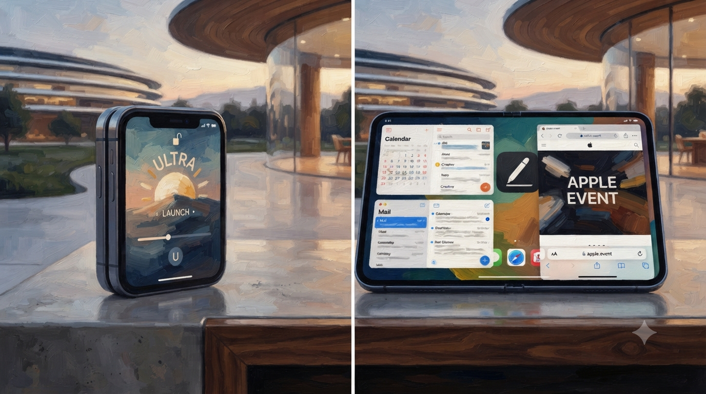 iPhone Ultra 亮相倒數!傳將迎來史無前例大改版 1 關於 iPhone Ultra 的傳聞包括以下幾種螢幕尺寸:約5.3吋外屏、約7.6吋內顯示屏。(圖/AI生成)